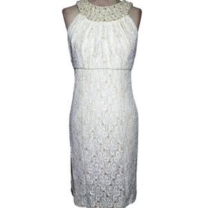 Cachet Lace Bodycon Beaded Neck Dress Size 2